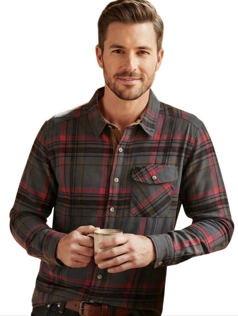 CQR Sustainable Cotton Plaid Flannel Shirt Size L Soft Dark Academia Plaid Flann